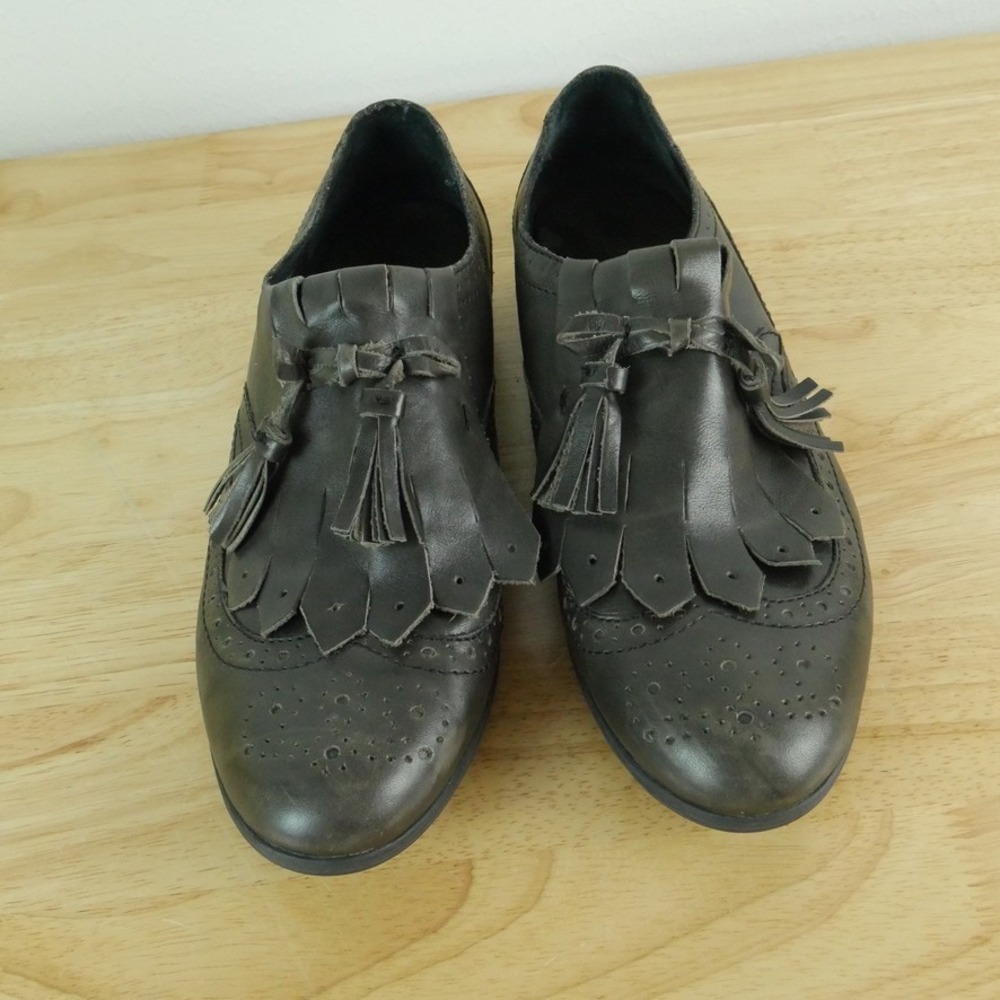Born Leather Kiltie Tassel Wingtip Oxfords Dark Grey Size 8 Academia Preppy Fall - Picture 4 of 11